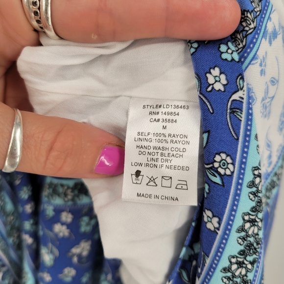 SAGE THE LABEL Yemya Floral Cutout Twist Front Midi Dress Blue - Picture 16 of 16